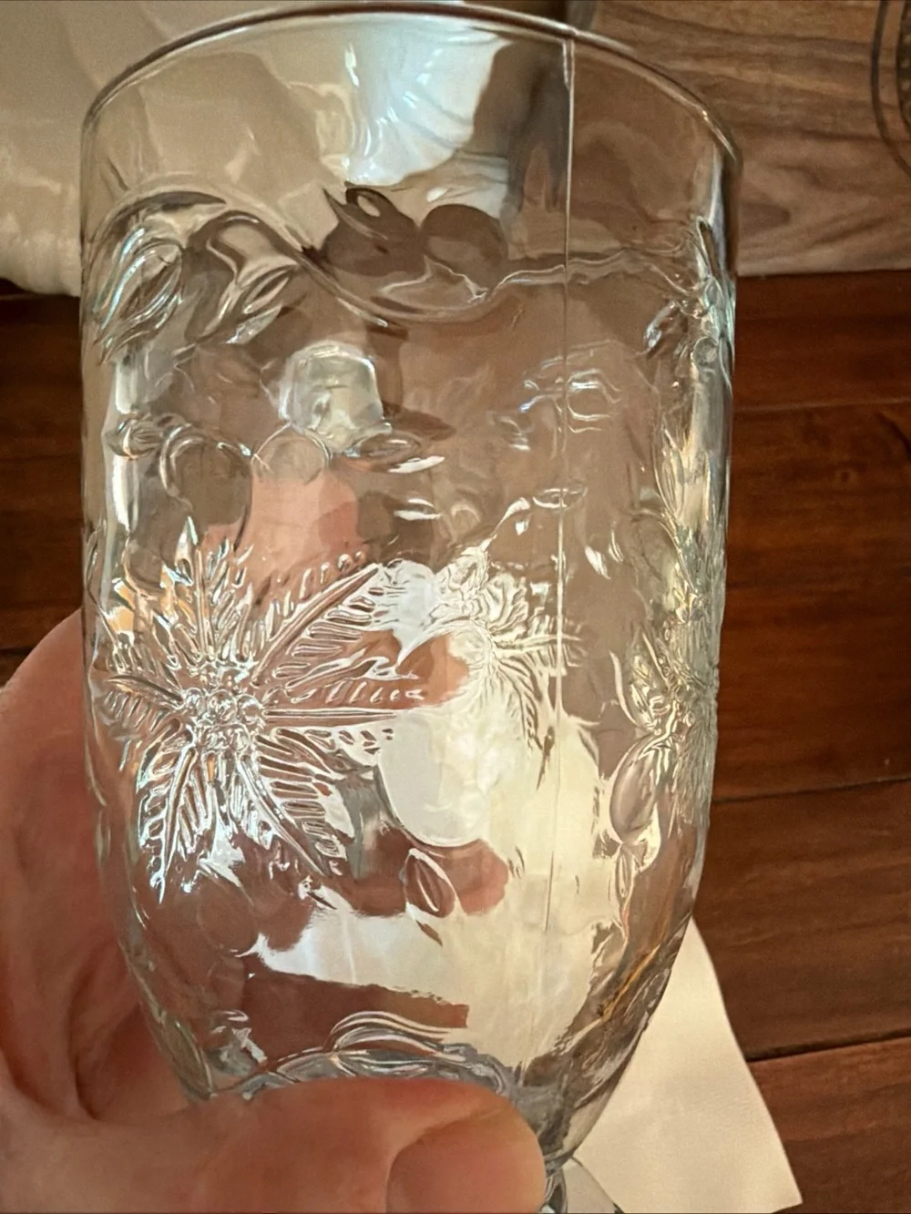 Princess House Fantasia Vintage Pressed Glass Mug with Floral Embossed Design